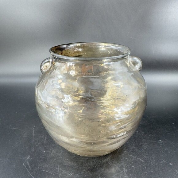Anthropologie Capricio Art Glass Round Bottom Vase With Small Handles W Sticker - Picture 13 of 14